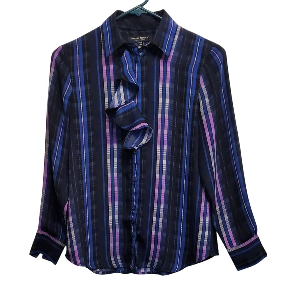 BANANA Republic Dillion Long Sleeve Shirt with Ruffle front Size XXS